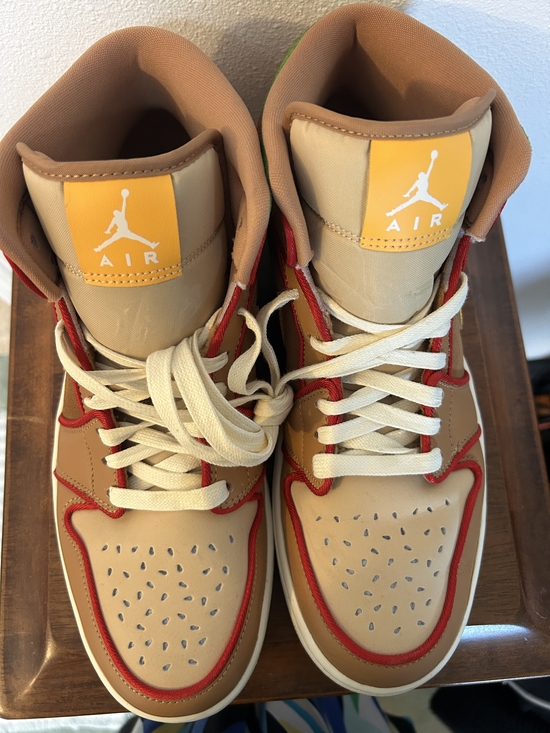 Jordan Other - Nike Air Jordan High-Top Sneakers in Tan, Red and Yellow